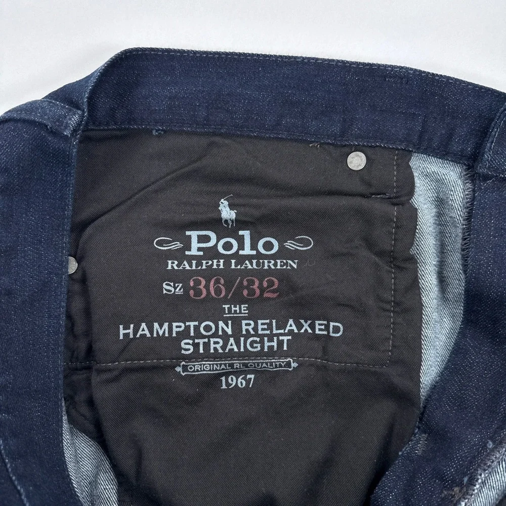 Polo Ralph Lauren Mens Jeans 36x32 Blue Hampton Relaxed Straight Classic Dark